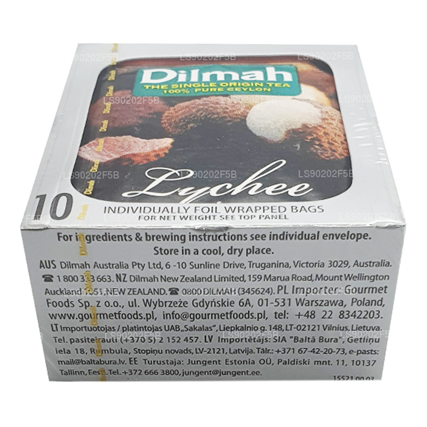 Té negro de Ceilán Dilmah con sabor a lichi (20 g) 10 bolsitas de té