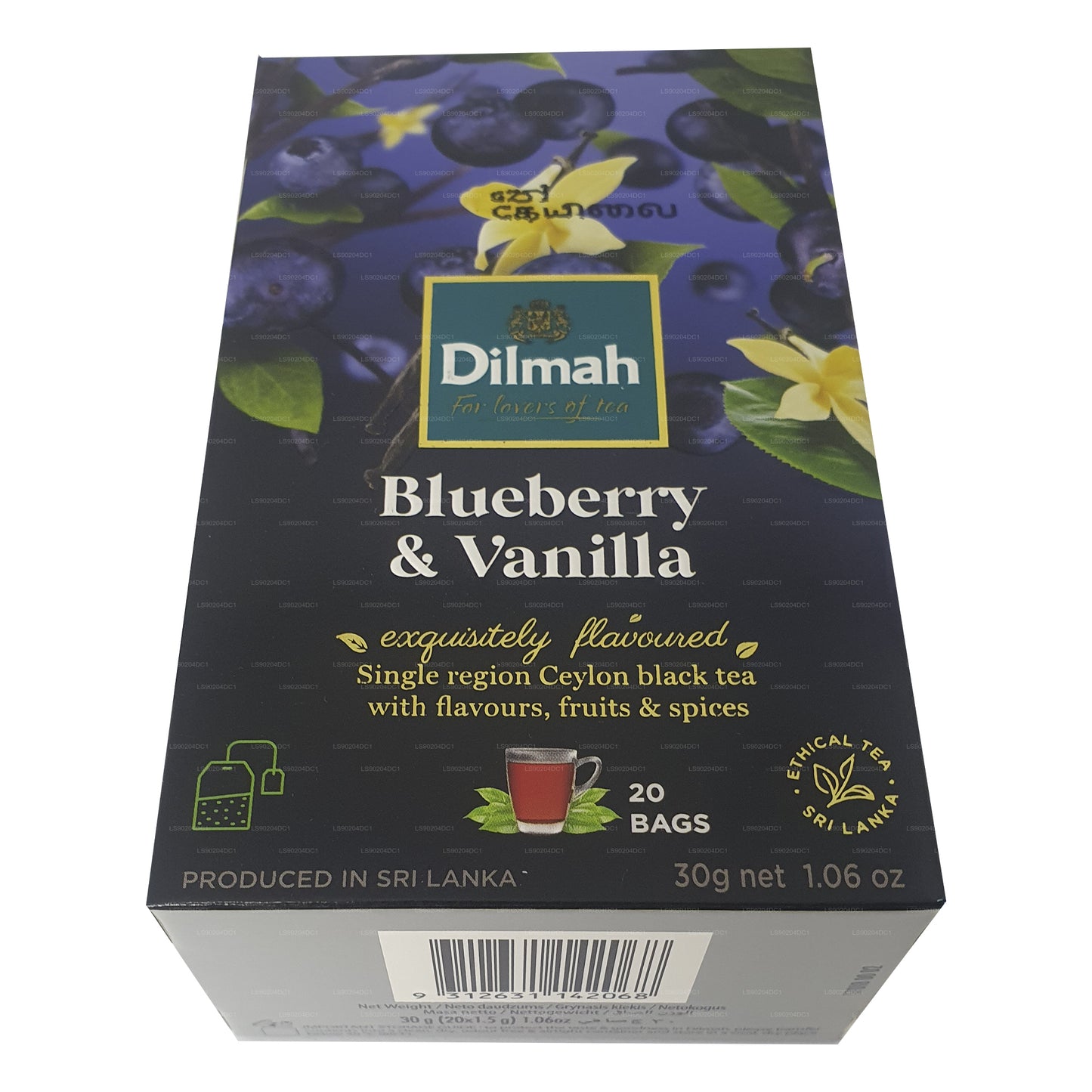 Té Dilmah con sabor a arándanos y vainilla (40 g) 20 bolsitas de té