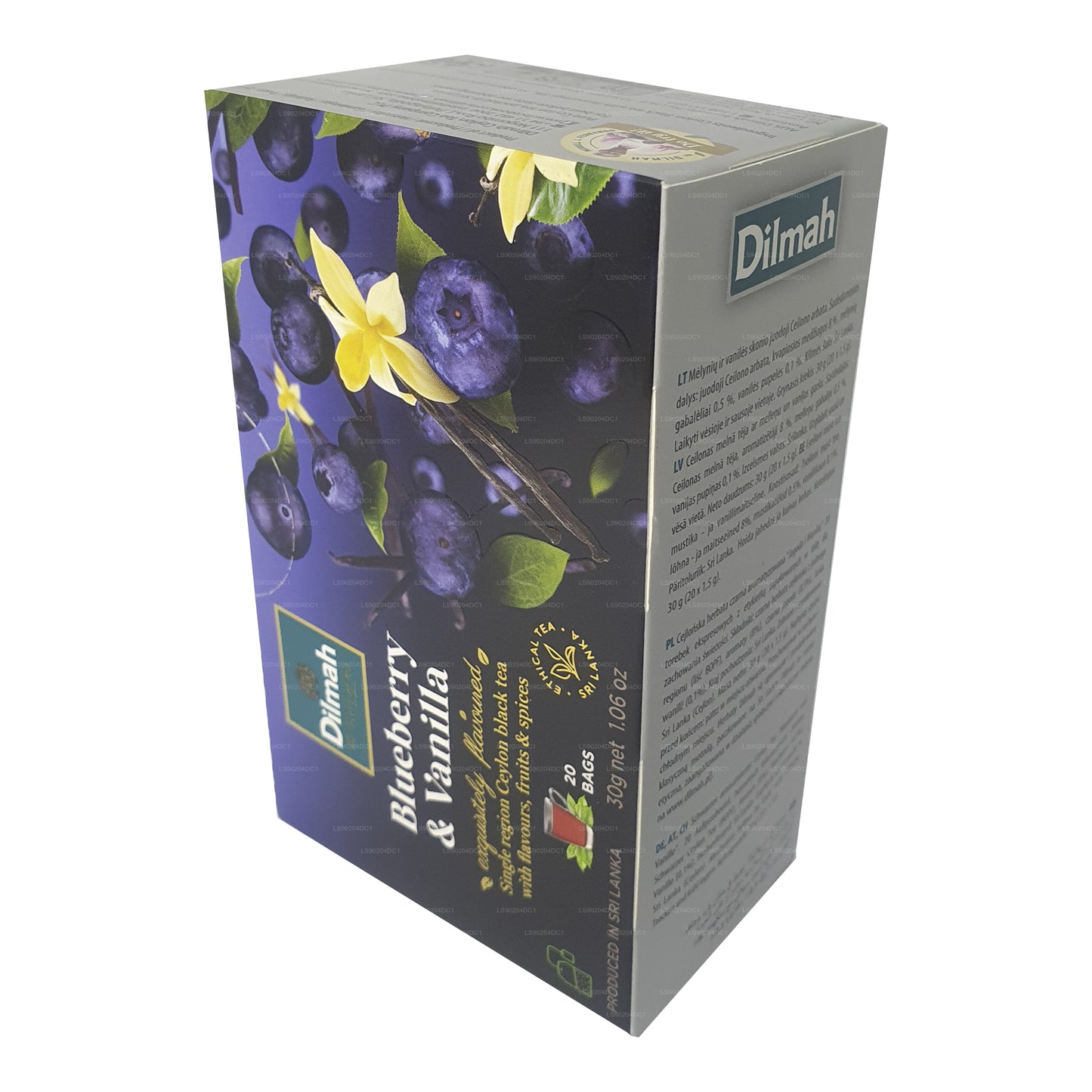 Té Dilmah con sabor a arándanos y vainilla (40 g) 20 bolsitas de té