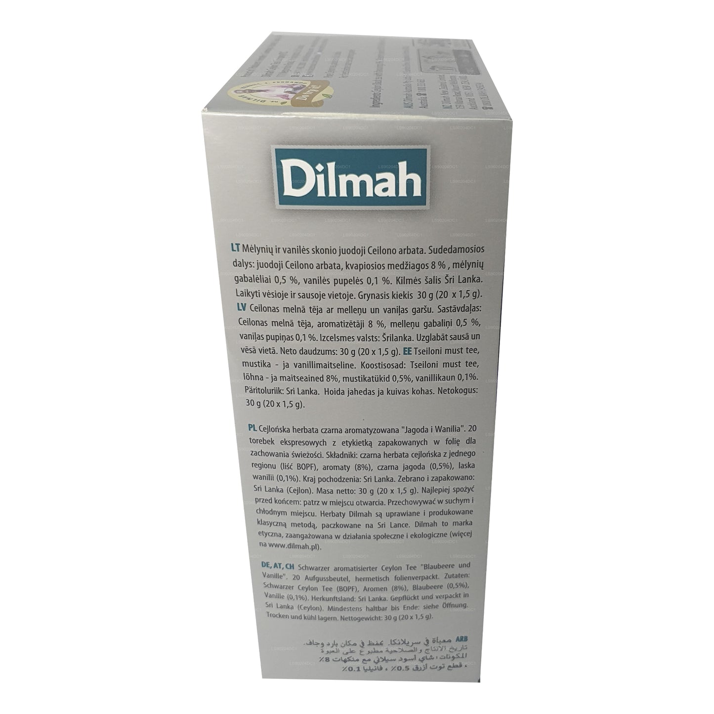 Té Dilmah con sabor a arándanos y vainilla (40 g) 20 bolsitas de té