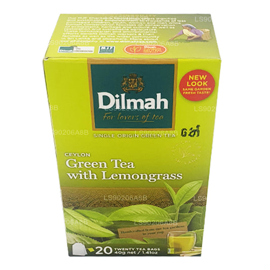 Té verde puro de Ceilán Dilmah con té de citronela (40 g) 20 bolsitas de té