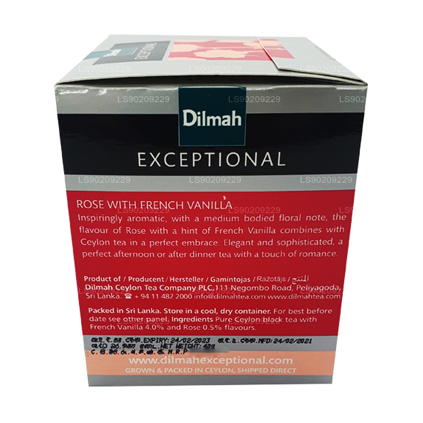 Dilmah Exceptional Rose con vainilla francesa (40 g), 20 bolsitas de té