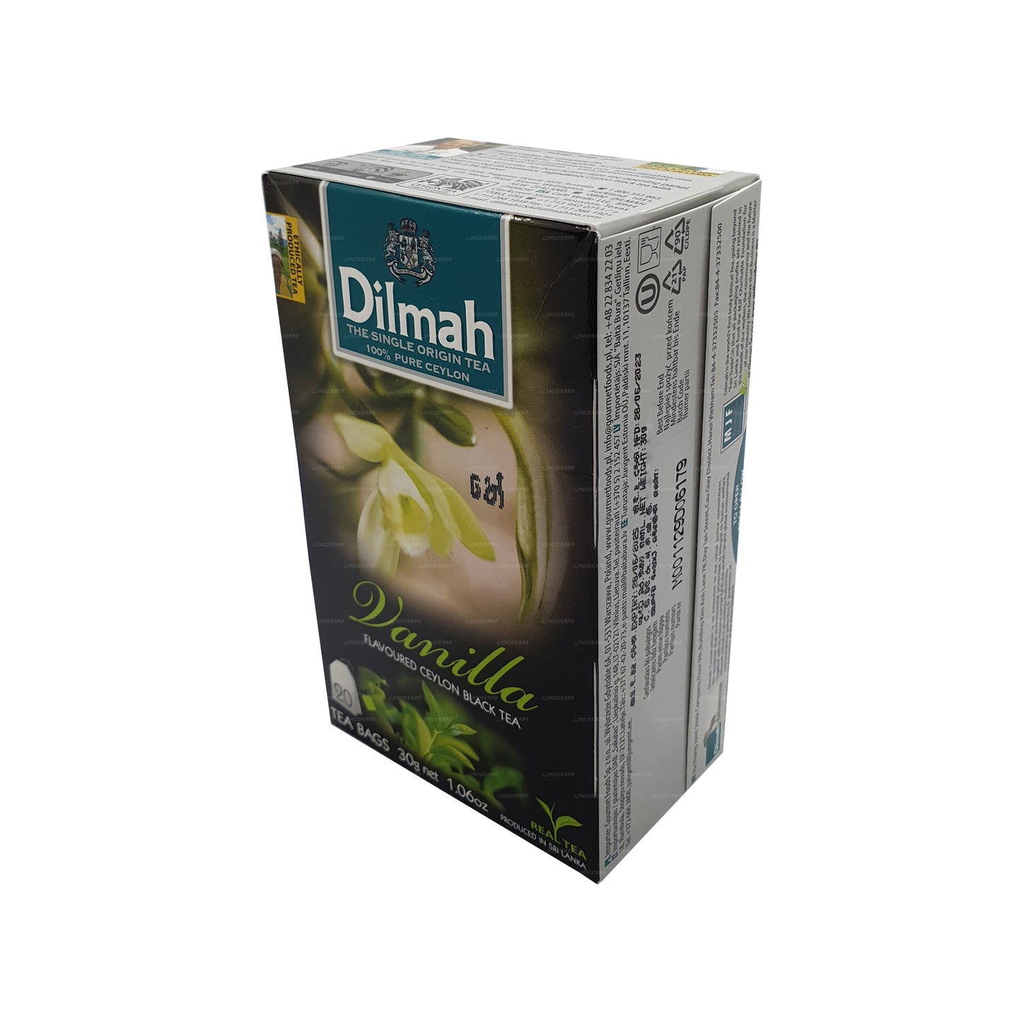 Té Dilmah con sabor a vainilla (40 g) 20 bolsitas de té