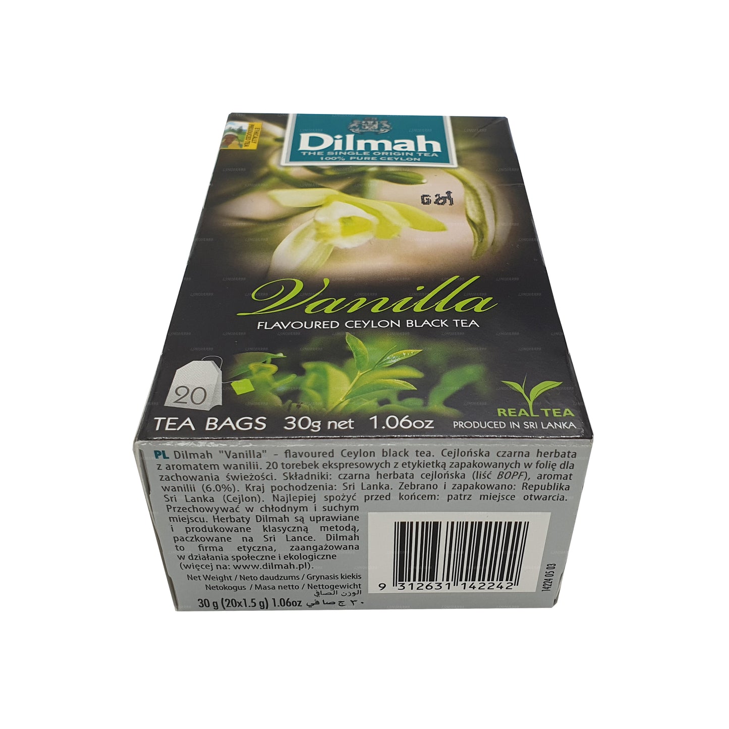 Té Dilmah con sabor a vainilla (40 g) 20 bolsitas de té