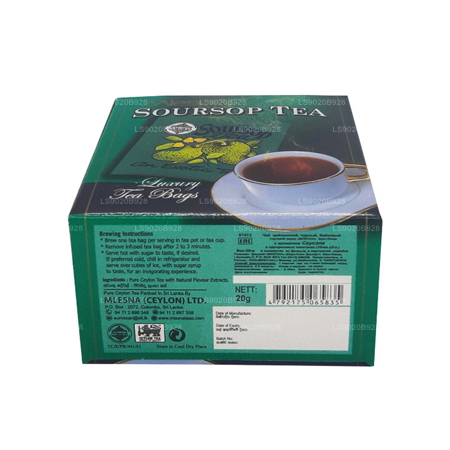 Té de guanábana Mlesna (20 g) 10 bolsitas de té de lujo