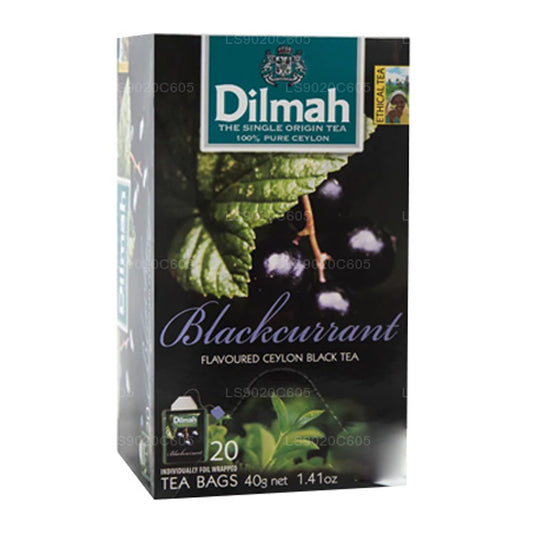 Té Dilmah con sabor a grosella negra (40 g), 20 bolsitas de té