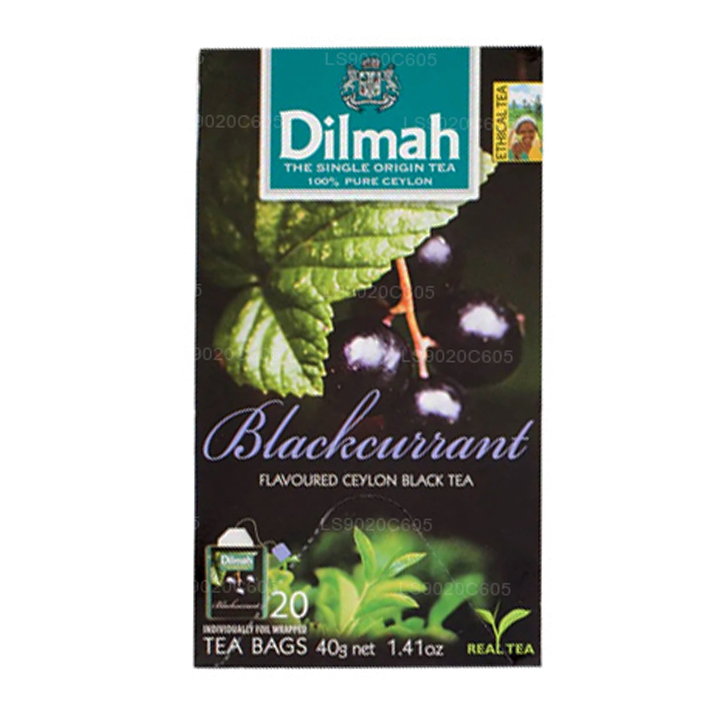 Té Dilmah con sabor a grosella negra (40 g), 20 bolsitas de té
