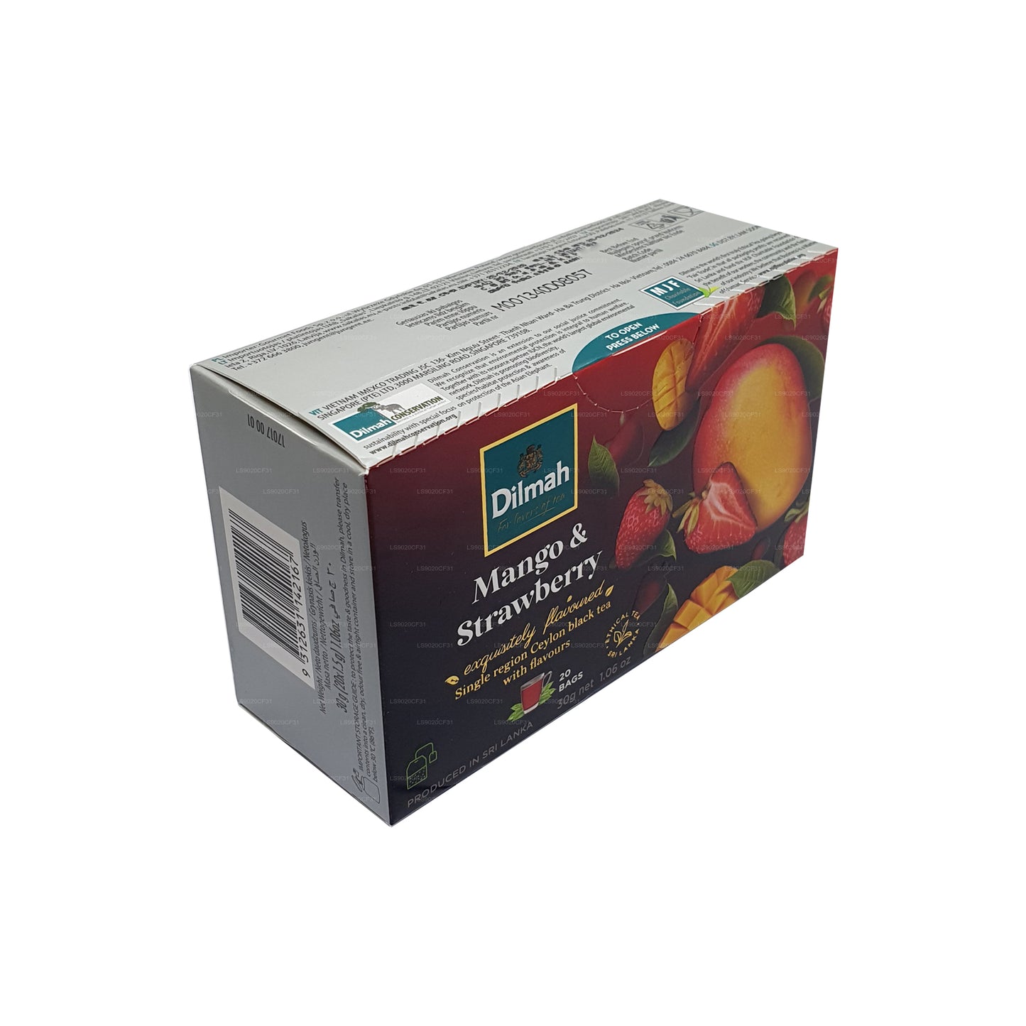 Té Dilmah con sabor a mango y fresa (30 g) 20 bolsitas de té