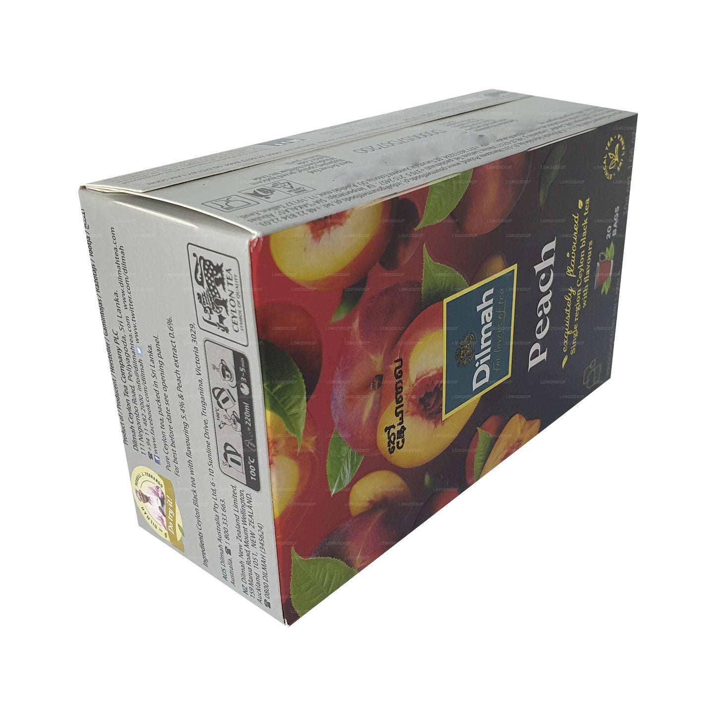 Té negro de Ceilán Dilmah con sabor a melocotón (30 g) 20 bolsitas