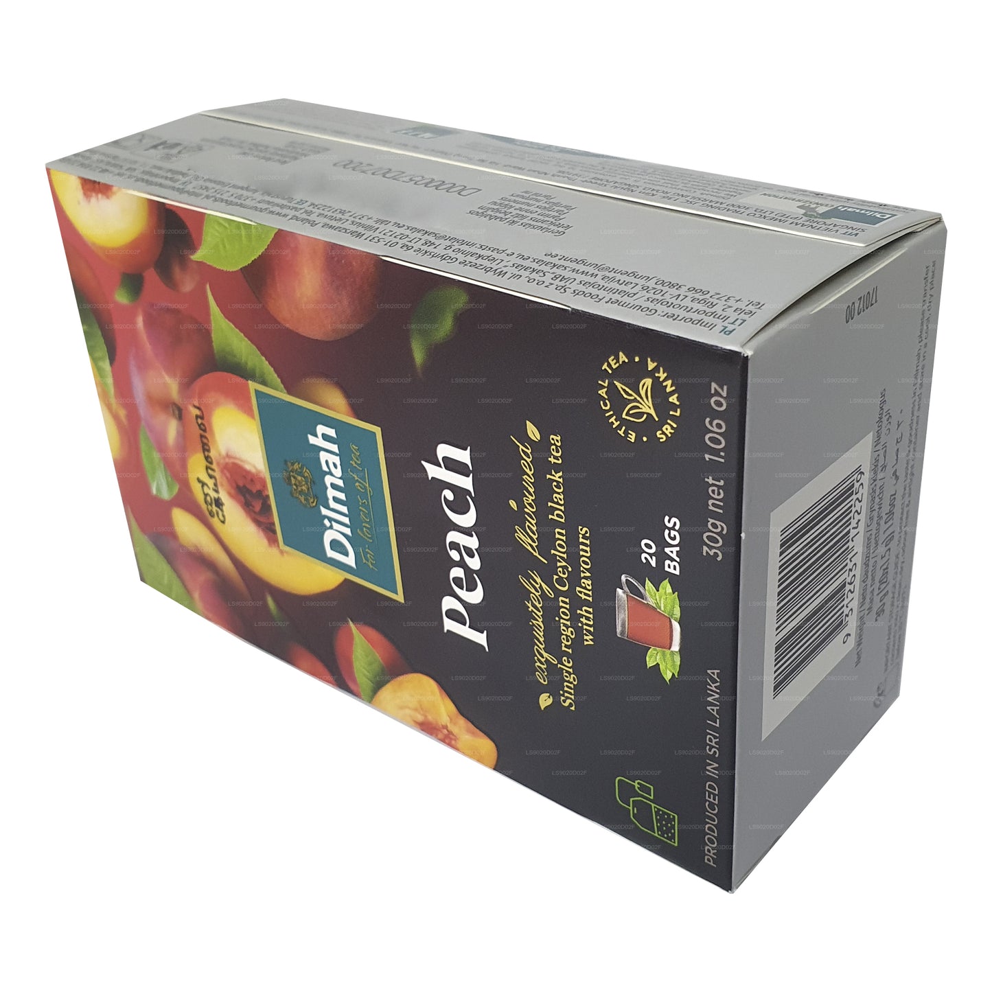 Té negro de Ceilán Dilmah con sabor a melocotón (30 g) 20 bolsitas