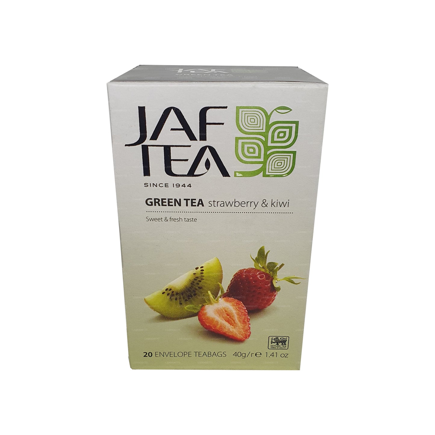 Jaf Tea Pure Green Collection Té verde de fresa y kiwi (40 g) 20 bolsitas de té