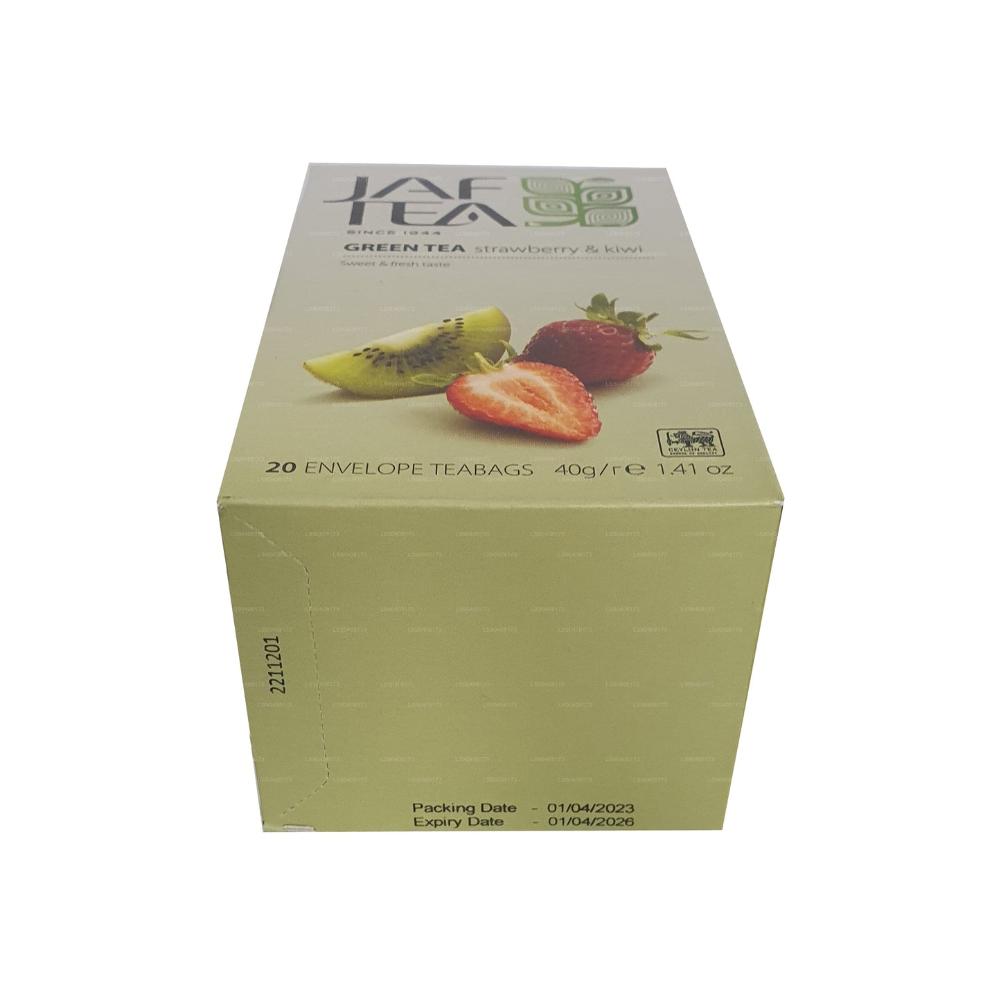 Jaf Tea Pure Green Collection Té verde de fresa y kiwi (40 g) 20 bolsitas de té