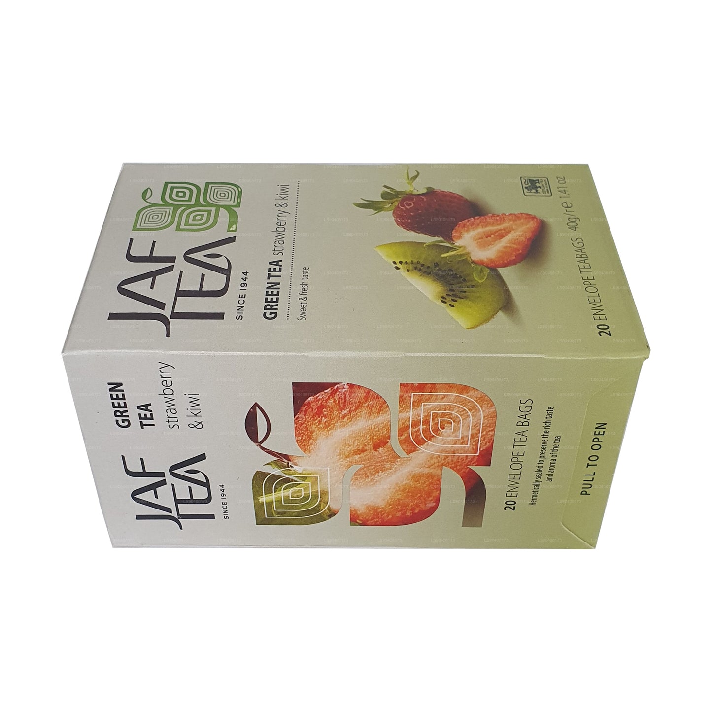 Jaf Tea Pure Green Collection Té verde de fresa y kiwi (40 g) 20 bolsitas de té