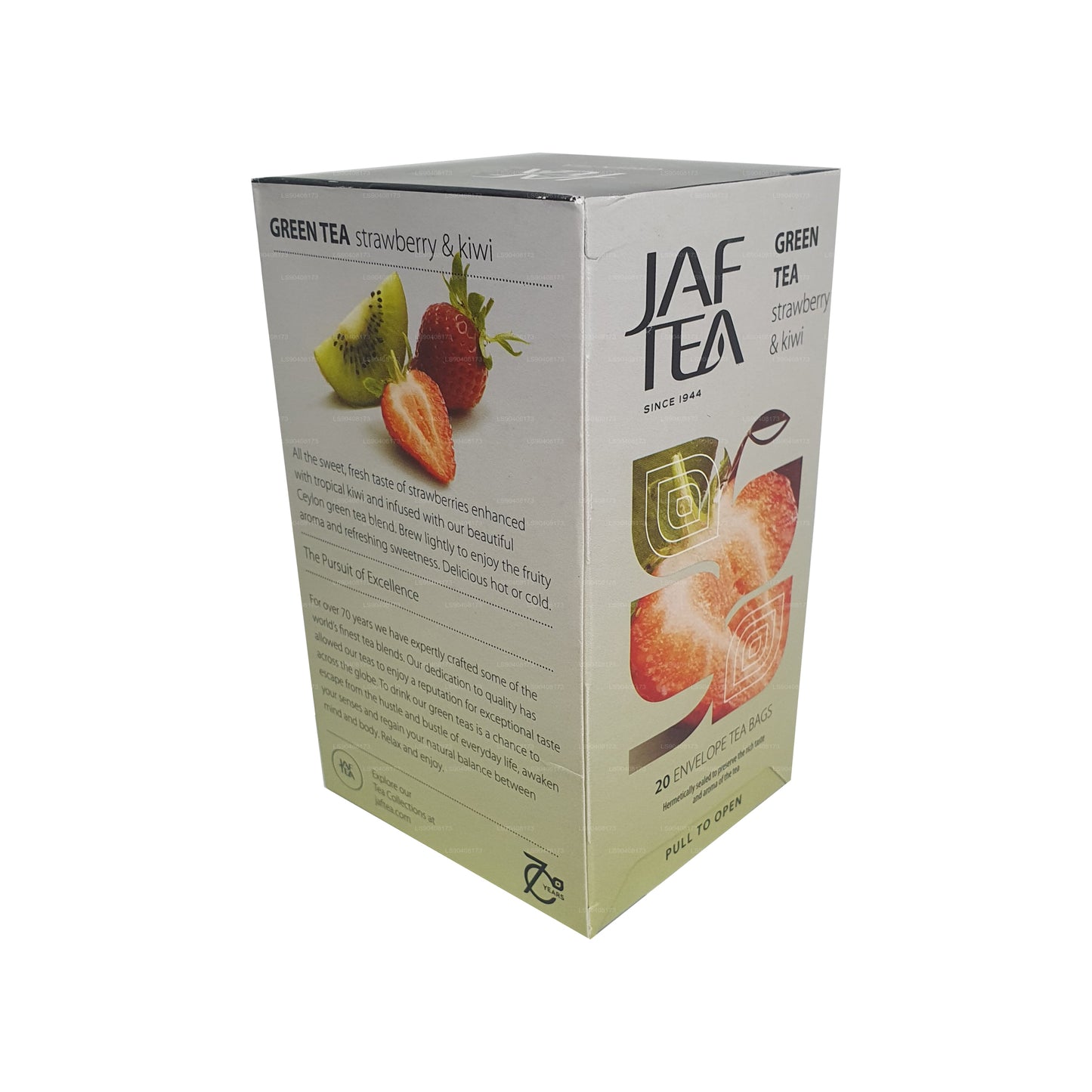 Jaf Tea Pure Green Collection Té verde de fresa y kiwi (40 g) 20 bolsitas de té