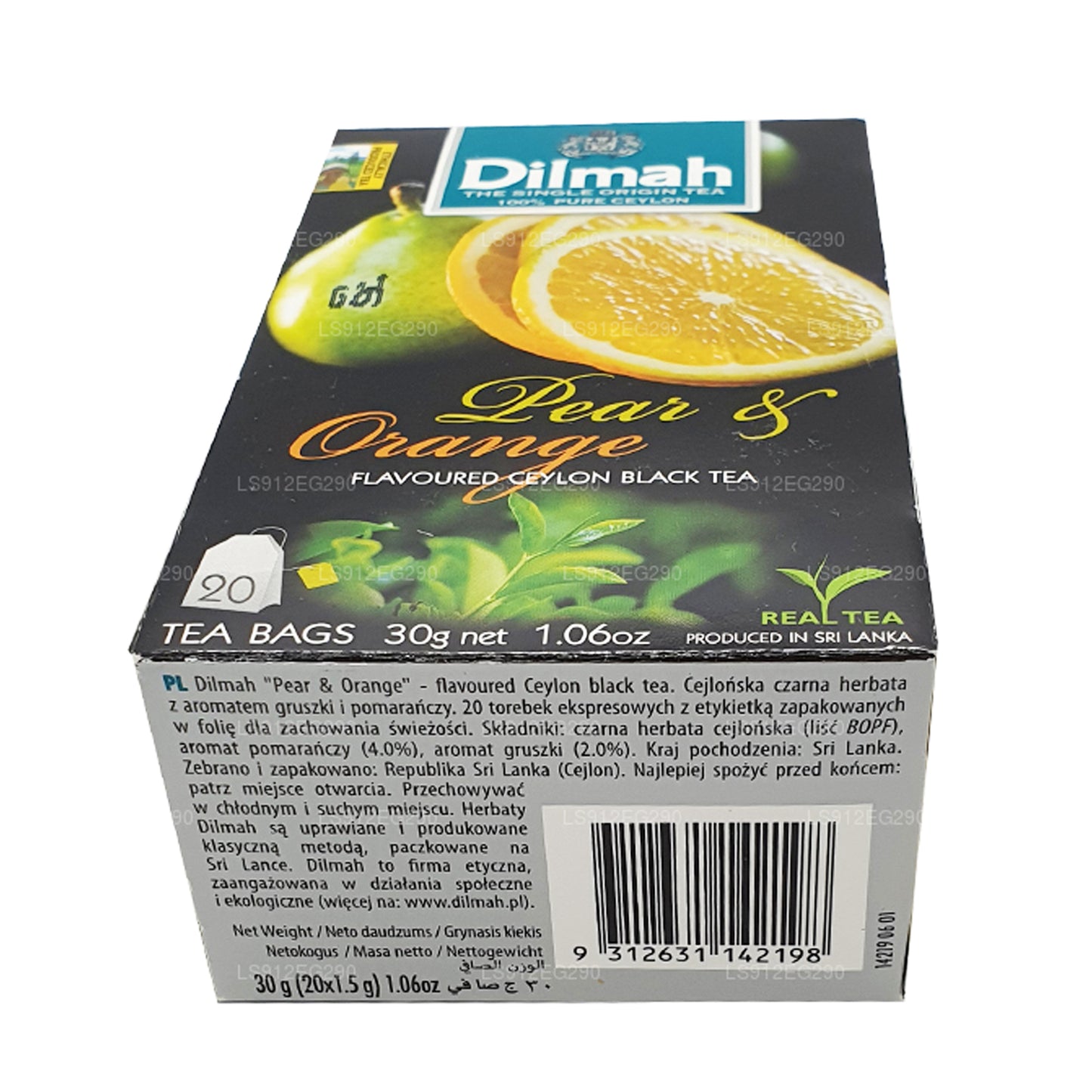 Té negro de Ceilán Dilmah con sabor a pera y naranja (30 g) 20 bolsitas de té