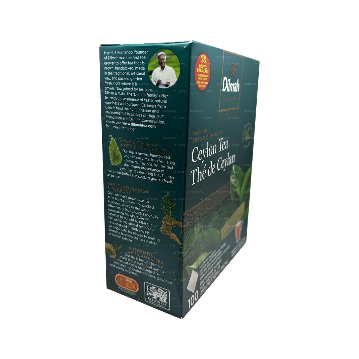 Té de Ceilán Dilmah Premium (250 g), 100 bolsitas de té sin etiquetas