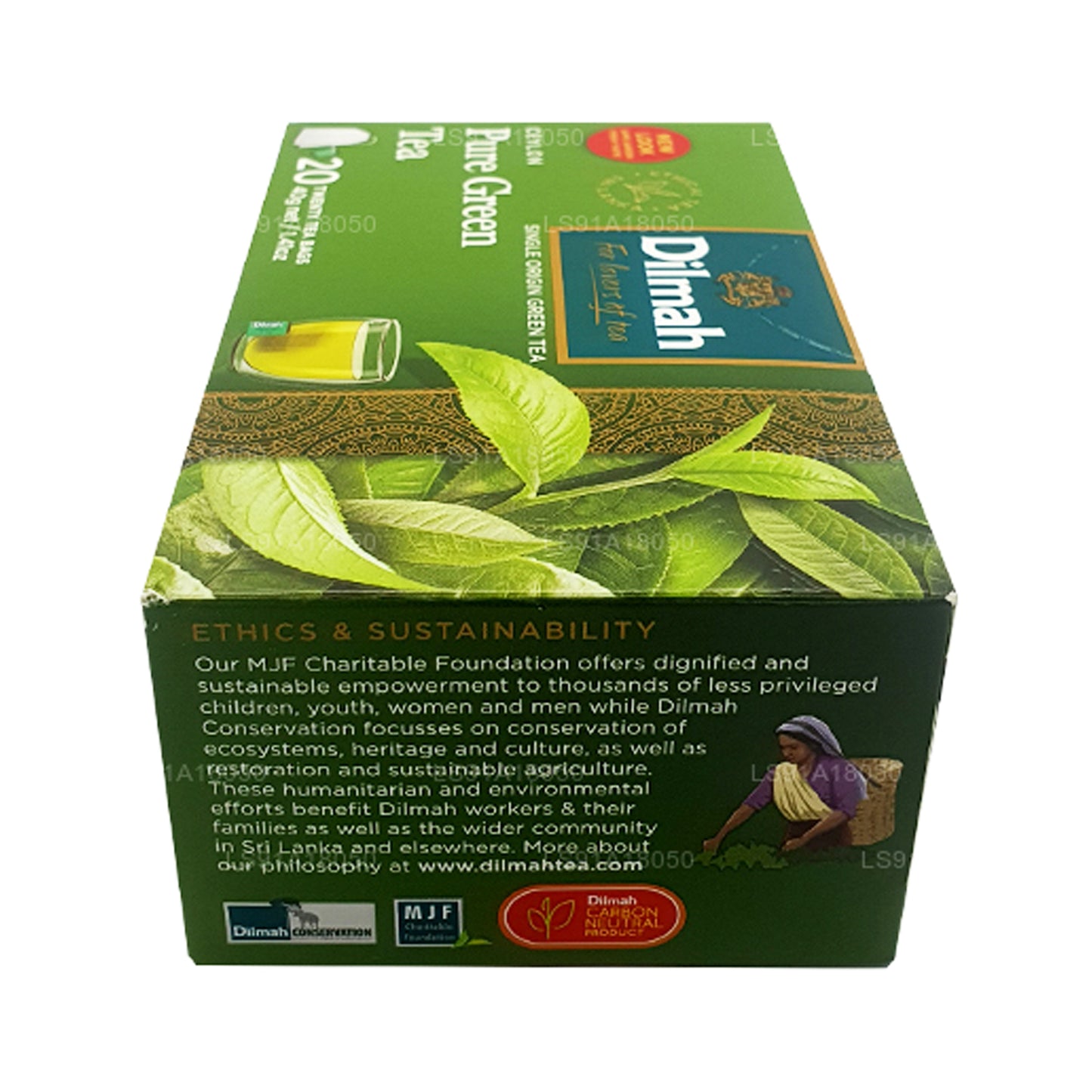 Té verde puro de Ceilán Dilmah (40 g) 20 bolsitas de té