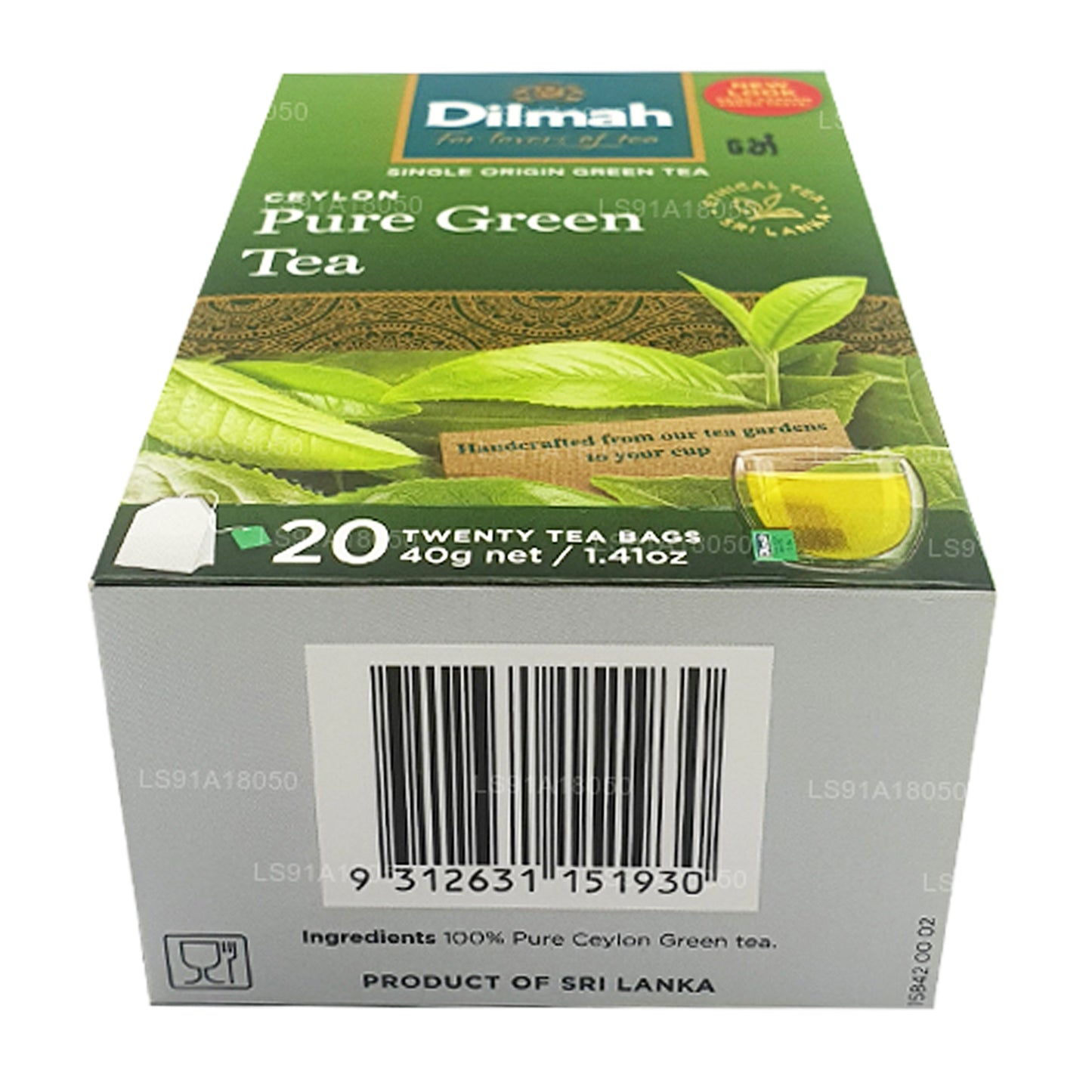 Té verde puro de Ceilán Dilmah (40 g) 20 bolsitas de té