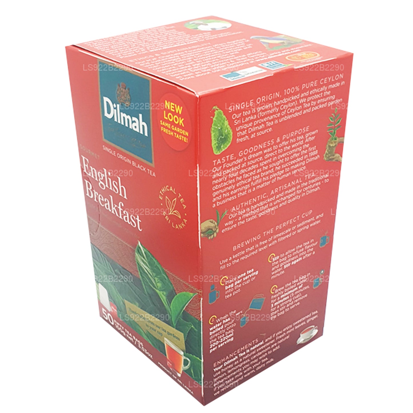 Té de desayuno inglés Dilmah, 50 bolsitas de té (100 g)