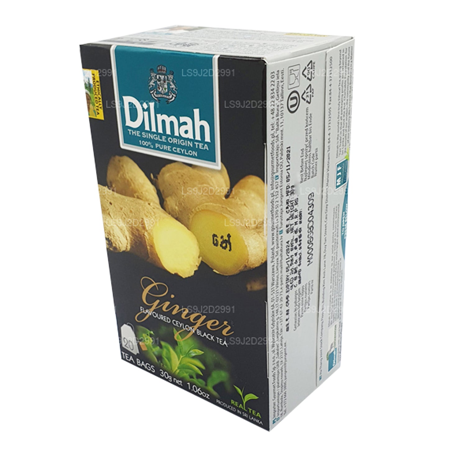 Té negro Dilmah con sabor a jengibre (30 g) 20 bolsitas de té