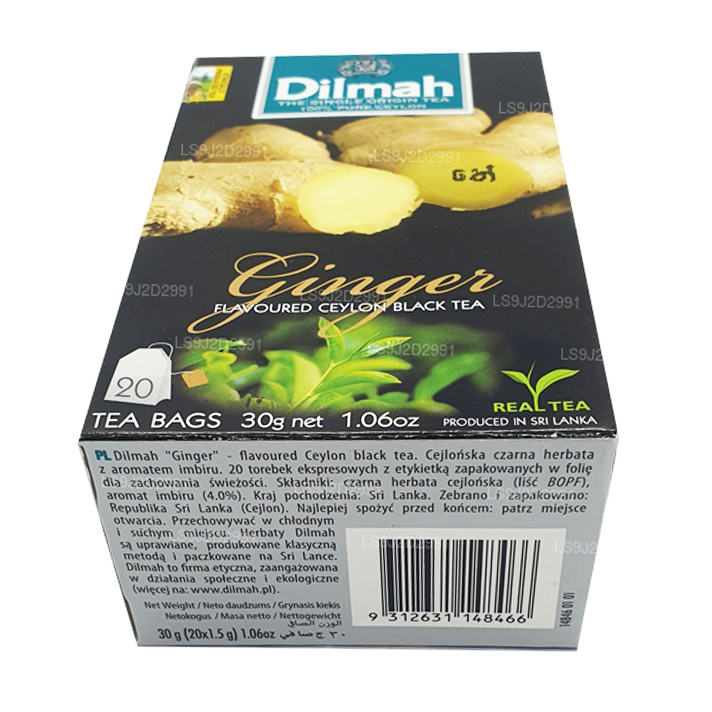 Té negro Dilmah con sabor a jengibre (30 g) 20 bolsitas de té