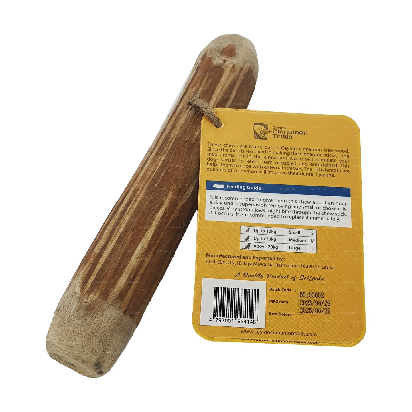 Masticable Ceylon Cinnamon Trails de madera de canela para perros, «pequeño»