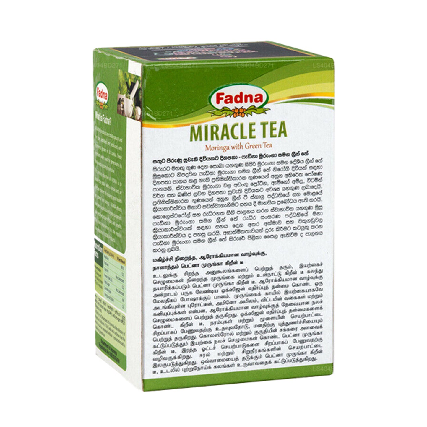 Fadna Miracle Tea Moringa con té verde (40 g), 20 bolsitas de té