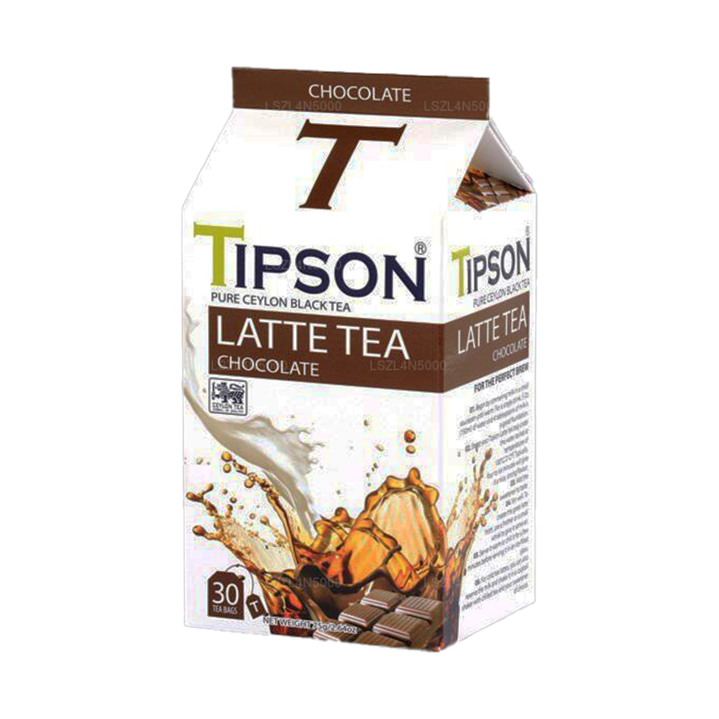 Té con leche con sabor a chocolate Tipson (75 g) 30 bolsitas de té