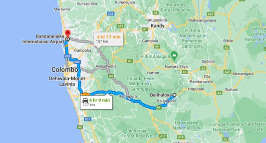 Belihuloya City to Colombo Airport (CMB) Private Transfer