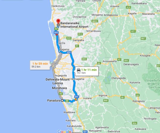 Panadura City to Colombo Airport (CMB) Private Transfer