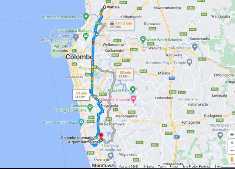 Watawala City to Colombo Airport (CMB) Private Transfer