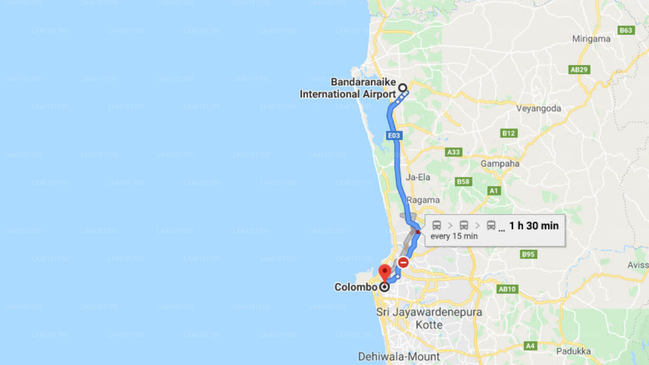 Transporte privado del aeropuerto de Colombo (CMB) a la ciudad de Colombo