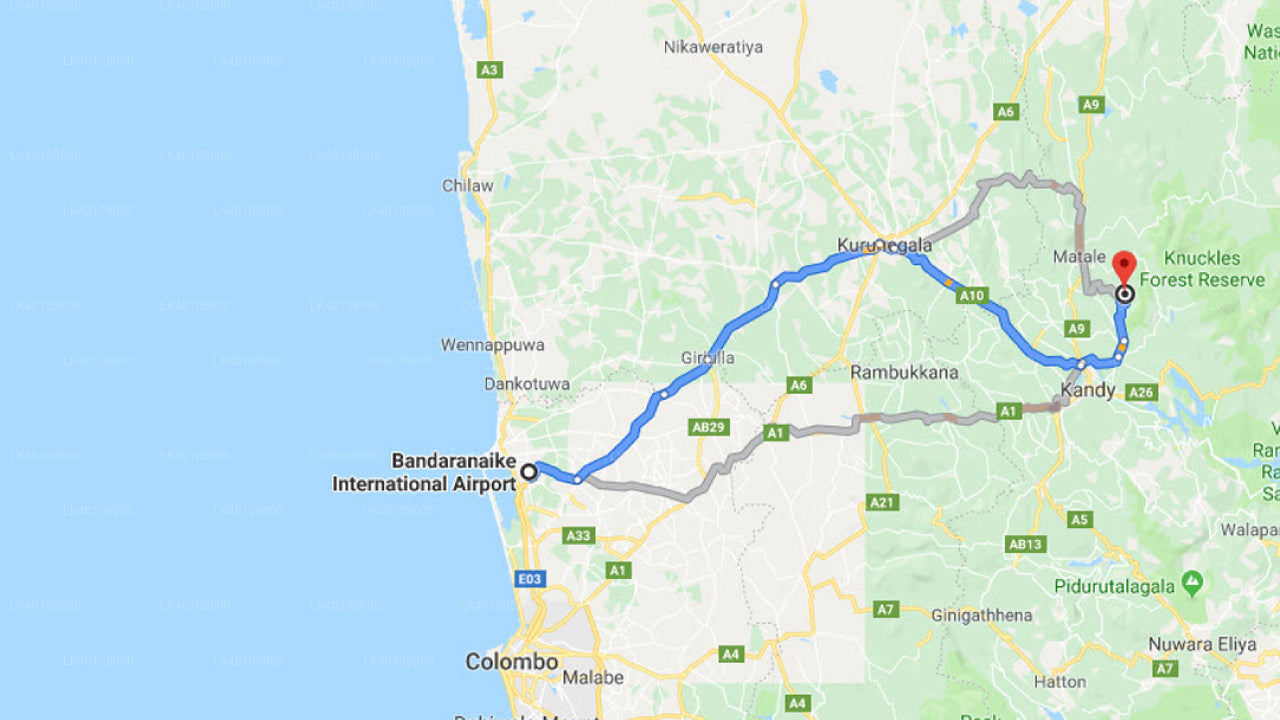 Colombo Airport (CMB) to Elkaduwa City Private Transfer