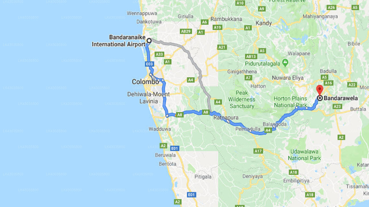 Transfer between Colombo Airport (CMB) and Prince Hotel, Bandarawela