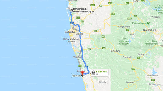 Transfer between Colombo Airport (CMB) and Amal-Villa Robolgoda, Bentota