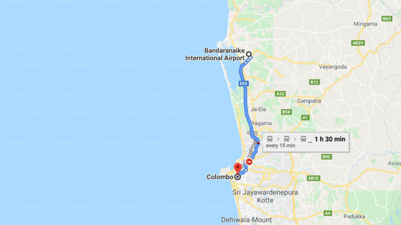 Transfer between Colombo Airport (CMB) and Cinnamon Grand, Colombo