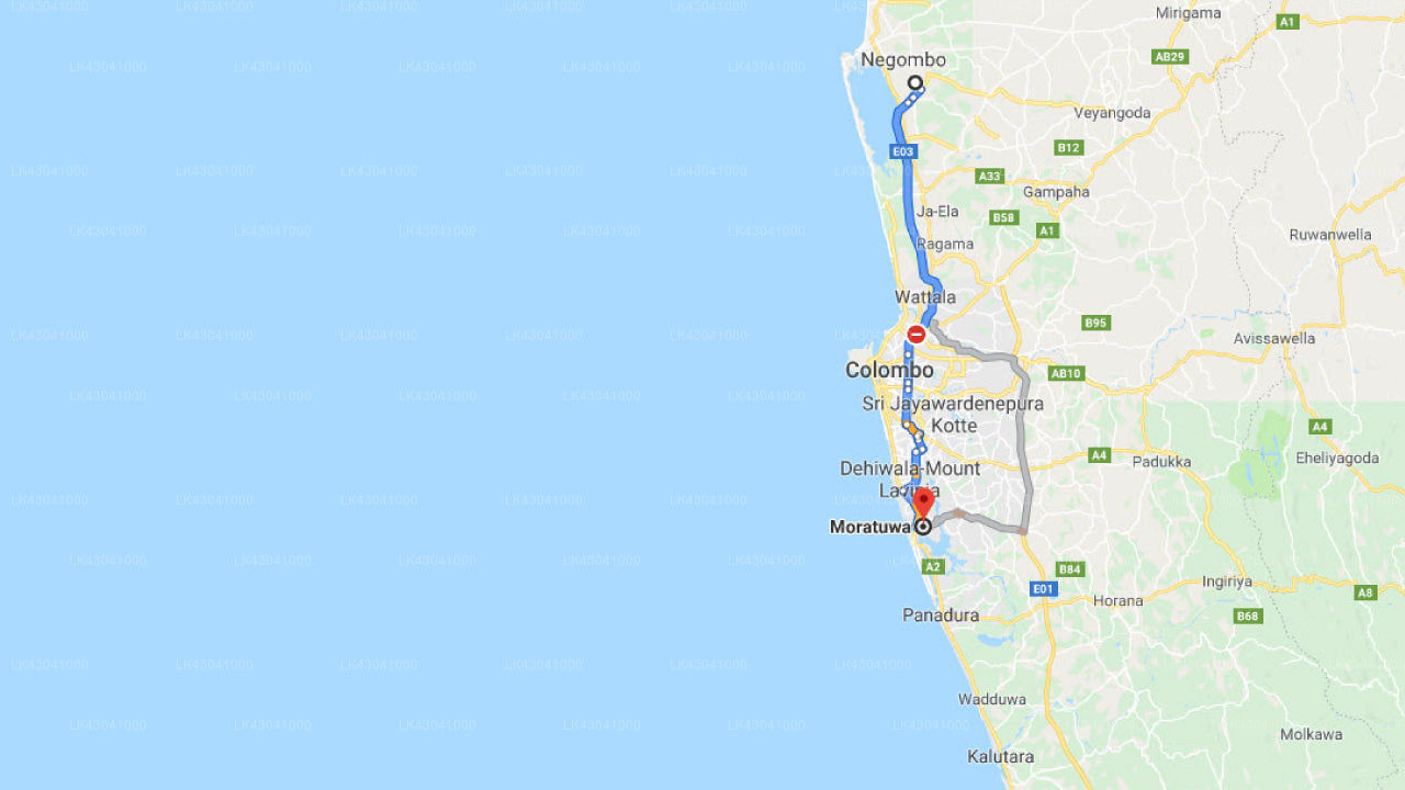 Transfer between Colombo Airport (CMB) and Ramadia Ran Mal Holiday Resort, Moratuwa