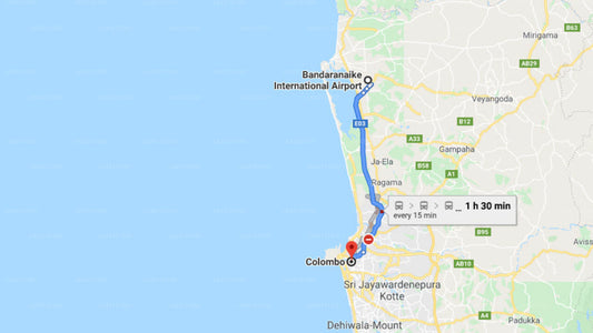 Transfer between Colombo Airport (CMB) and Paradise Halbarawa, Colombo