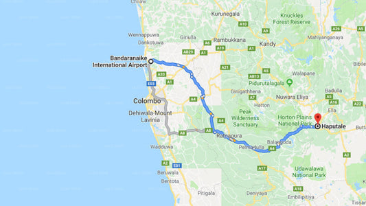 Transfer between Colombo Airport (CMB) and Viharagala Estate Bungalow, Haputale