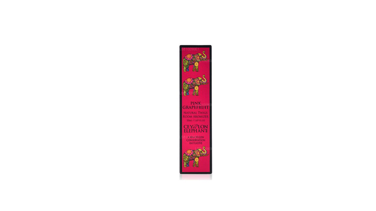 Aromizador para habitación de spa Ceylon, elefante de Ceilán, pomelo rosa, natural, ramitas (50 ml)