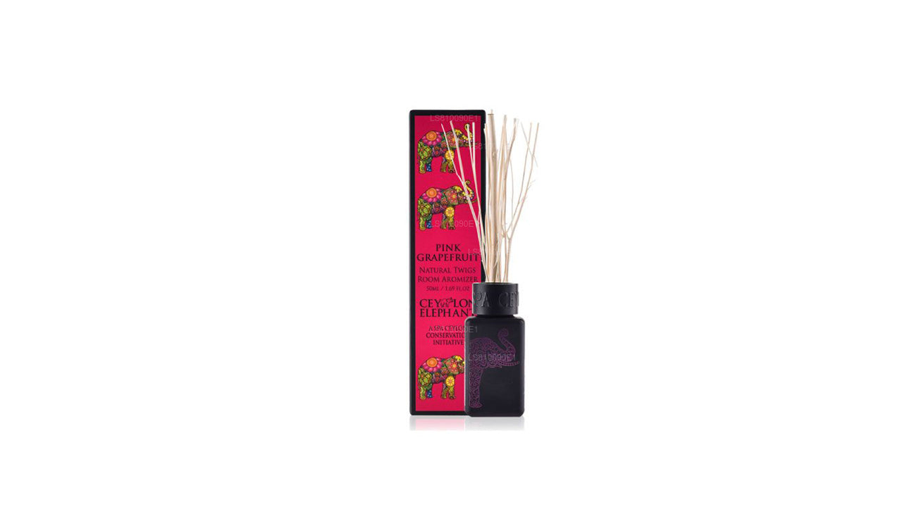 Aromizador para habitación de spa Ceylon, elefante de Ceilán, pomelo rosa, natural, ramitas (50 ml)