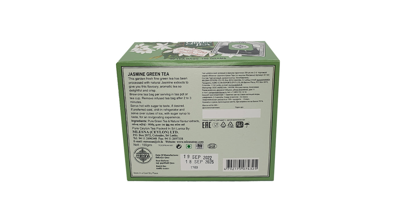 Té verde de jazmín Mlesna (100 g), 50 bolsitas de té