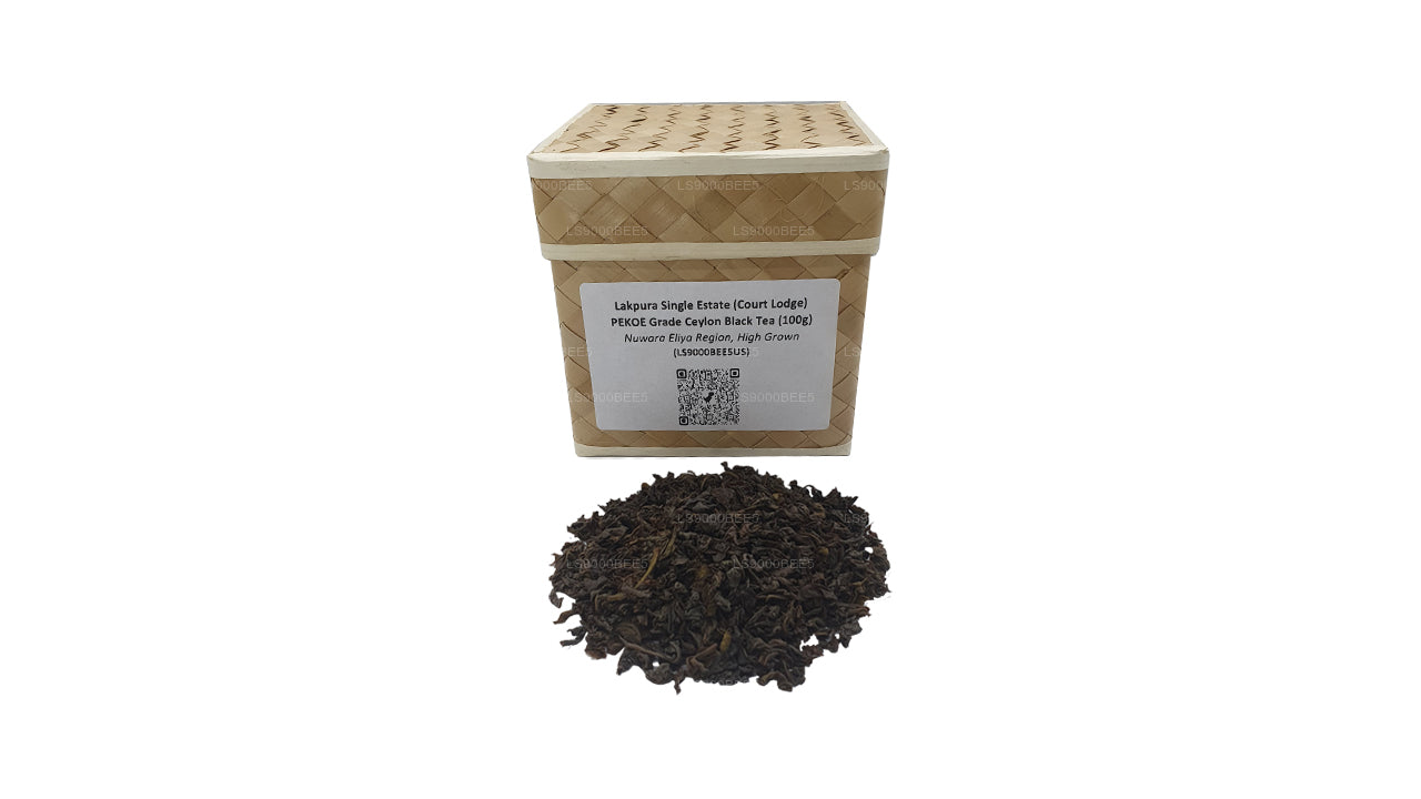 Té negro de Ceilán Lakpura Single Estate (Court Lodge) de grado PEKOE (100 g)