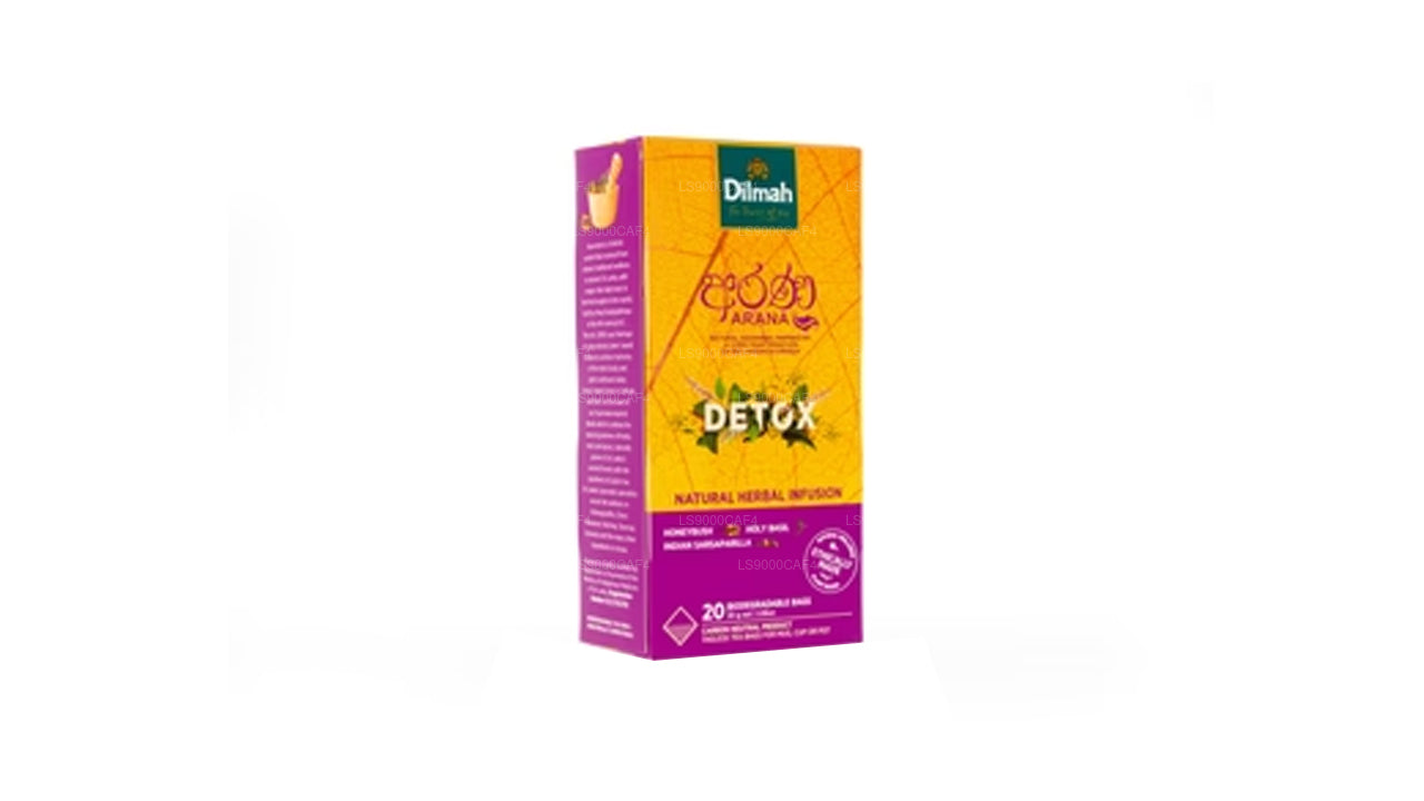 Infusión de hierbas naturales Dilmah Arana Detox (20 bolsitas de té sin etiqueta)