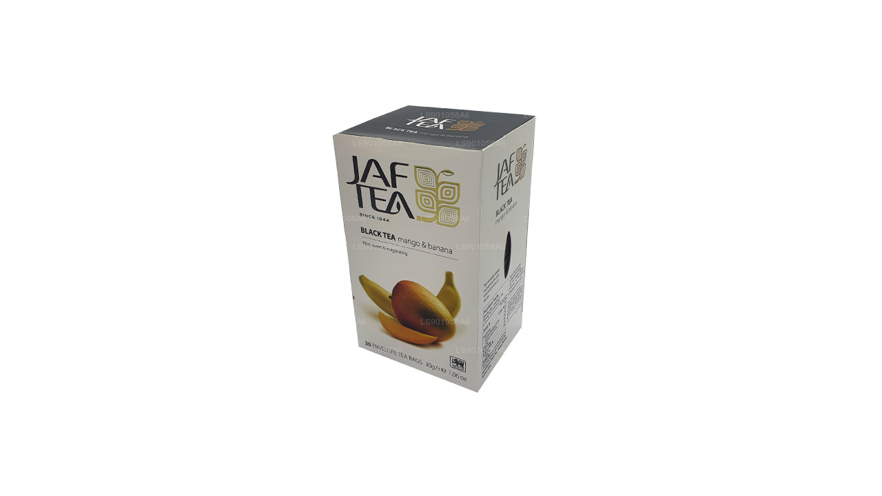 Jaf Tea Pure Fruits Collection, té negro, mango y plátano (30 g), 20 bolsitas