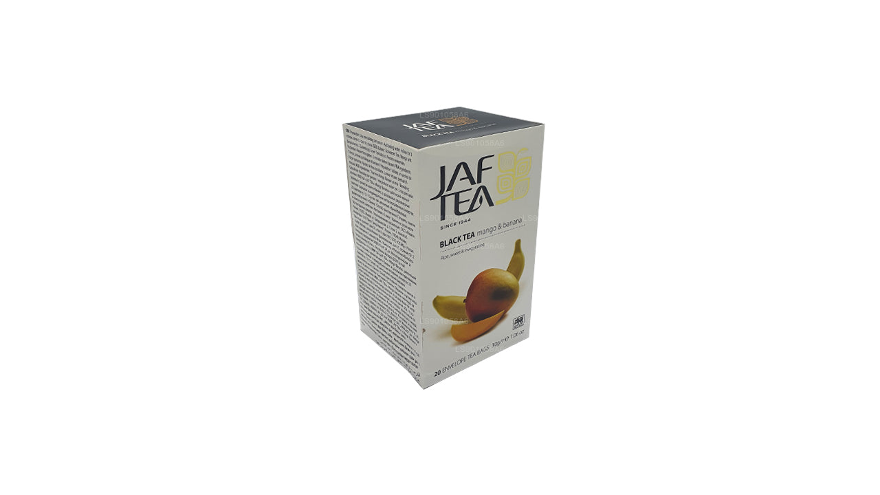 Jaf Tea Pure Fruits Collection, té negro, mango y plátano (30 g), 20 bolsitas