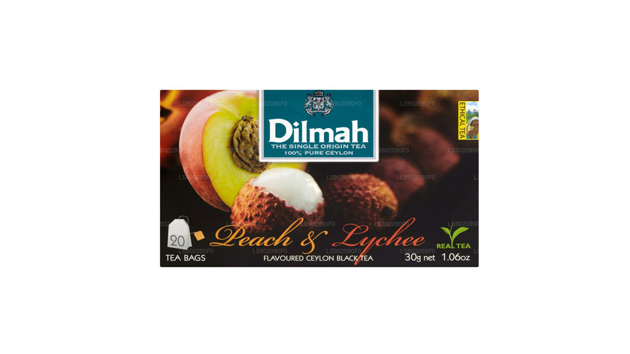 Té Dilmah con sabor a melocotón y lichi (30 g) 20 bolsitas