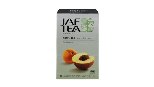 Té verde Jaf Tea Pure Green Collection con melocotón y albaricoque (40 g), 20 bolsitas de té