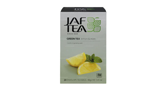 Bolsitas de té Jaf Tea Pure Green Collection, papel de aluminio, color verde, limón y menta (40 g)
