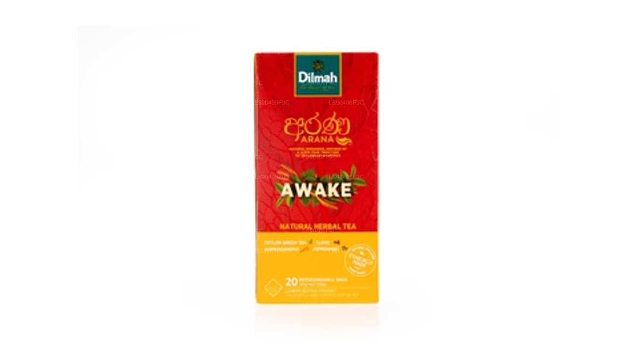 Té verde a base de hierbas naturales Dilmah Arana Awake (20 bolsitas de té sin etiqueta)